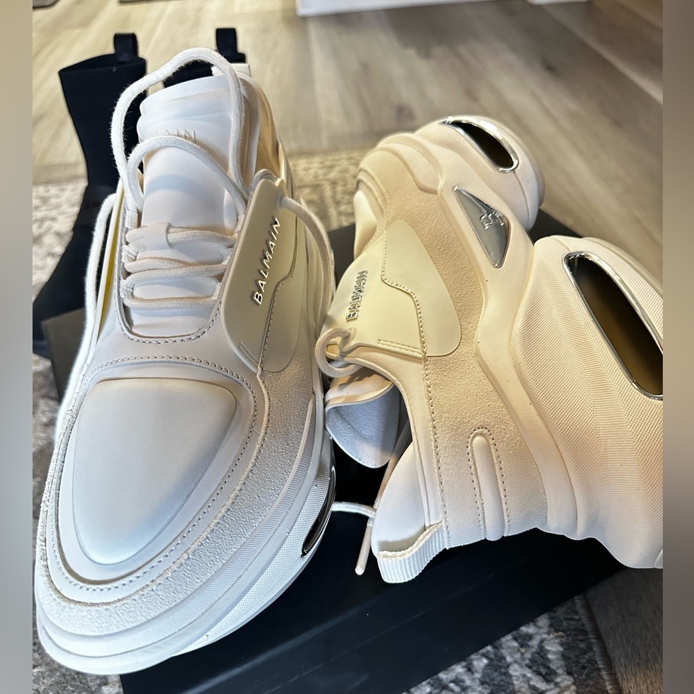 men’s Bamain Leather and suede B-Bold low-top sneakers